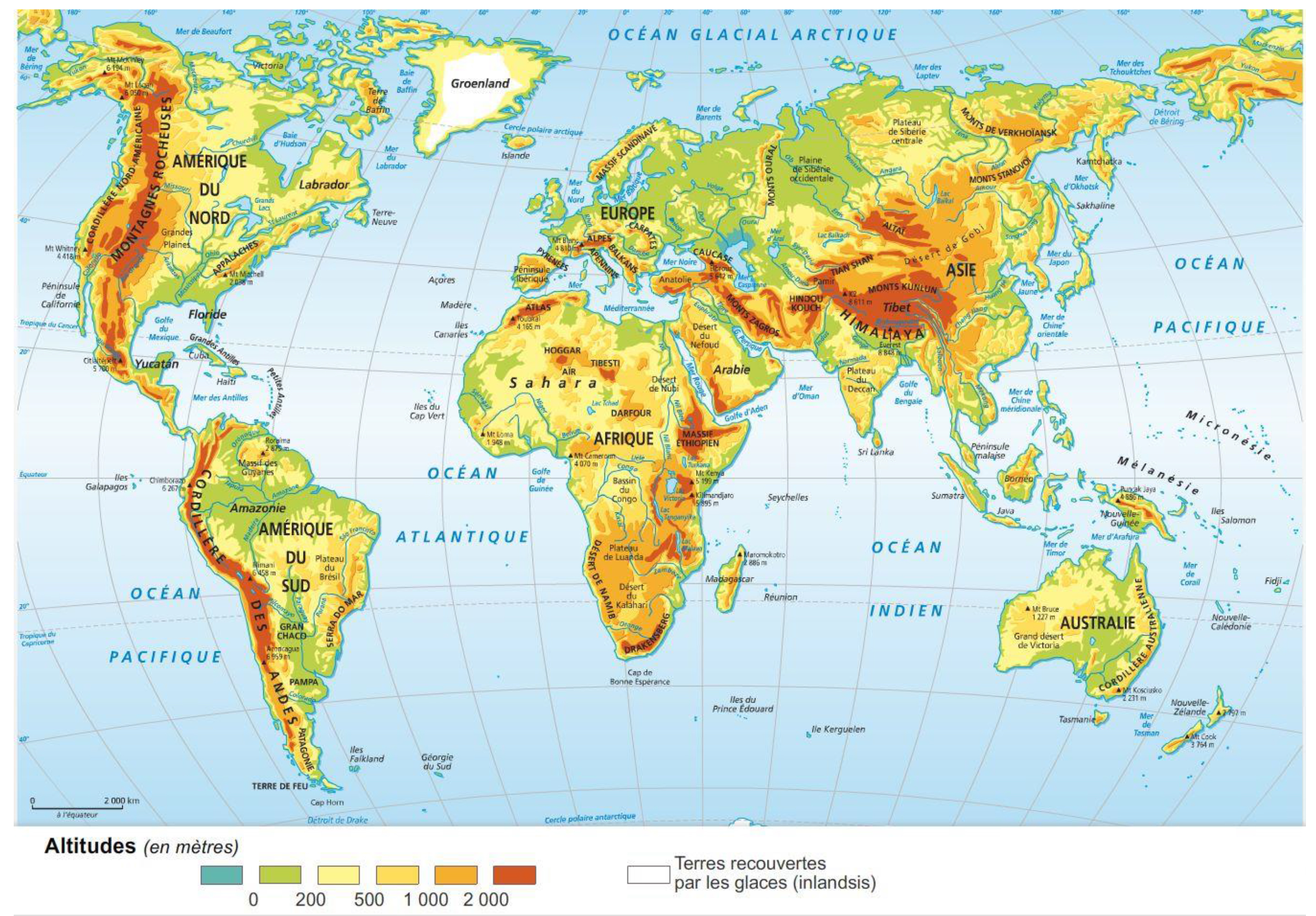 Géorelief - Carte du monde en relief